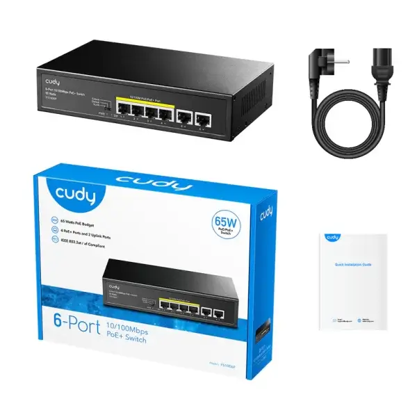 CUDY SWITCH FS1006P 6 PORT 10/100 POE+ (4 POE PORT, 2 LAN PORT) 65W