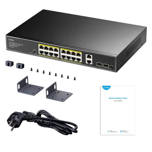 CUDY SWITCH GS1018PS2 16 PORT GIGABIT POE, RACKMOUNT 180W