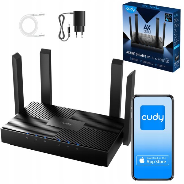 CUDY ROUTER AX3000 GIGABIT WR3000, MESH, WIFI6, 4 ANT, 574MBPS/2402MPBS, 2.4GHZ/5GHZ .