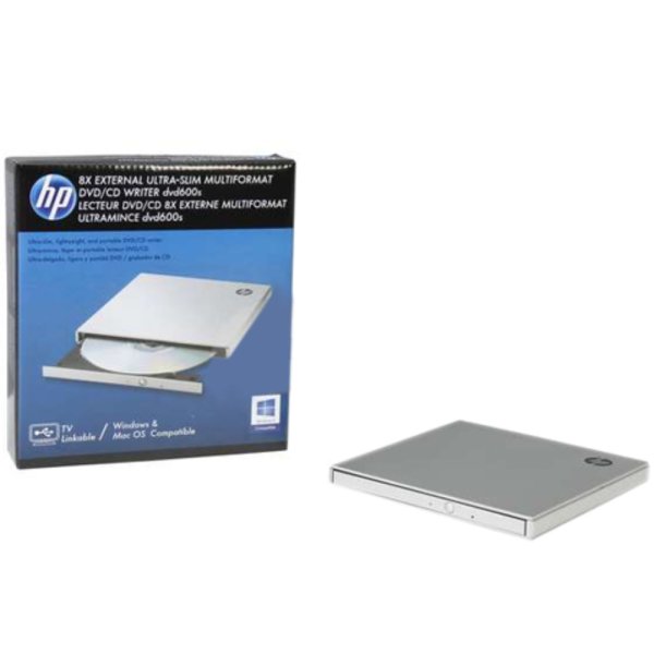 HP DVD-WRITER USB EXTERNAL, ULTRA-SLIM / SILVER (DVD600S-H01)