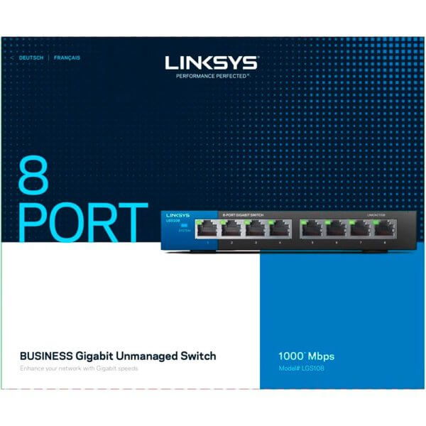 LINKSYS SWITCH LGS108 - 8 PORT GIGABIT