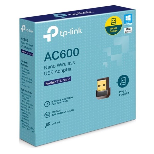 TP-LINK USB WIFI ARCHER T2U AC600 - 200MPS/433MPS NANO SIZE