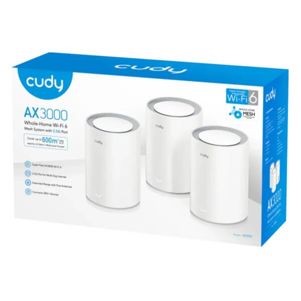 CUDY ROUTER AX3000 DUAL BAND GIGABIT WIFI 6 MESH-SYSTEM 3 PACK