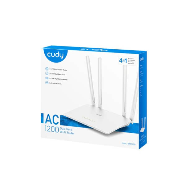 CUDY ROUTER AC1200 DUAL BAND 4 ANTENNAS