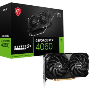MSI GPU RTX4060-8GB GDDR6X VENTUS 2X E OC, 2XFAN, 1 HDMI, 3-DP, 128BIT (912-V516-208) .