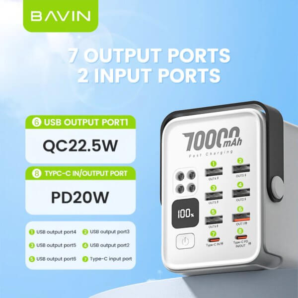 BAVIN POWER BANK PC1062S, 70000 MAH - Image 2