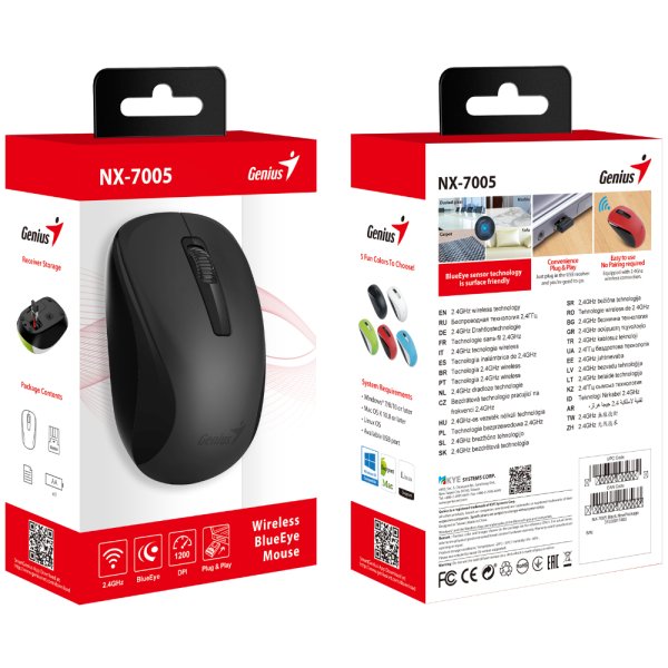 GENIUS MOUSE WIRELESS NX-7005, BLACK .
