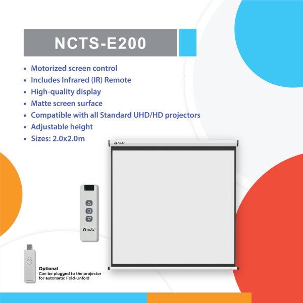 NCTS WALL SCREEN ELECTRIC 200X200, NCTS-E200