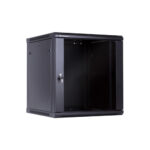 EUSSONET CABINET 12U EU-EWM6412B W600 X D450, GLASS FRONT DOOR, METAL REAR DOOR, 4 FAN, 1 SHELF
