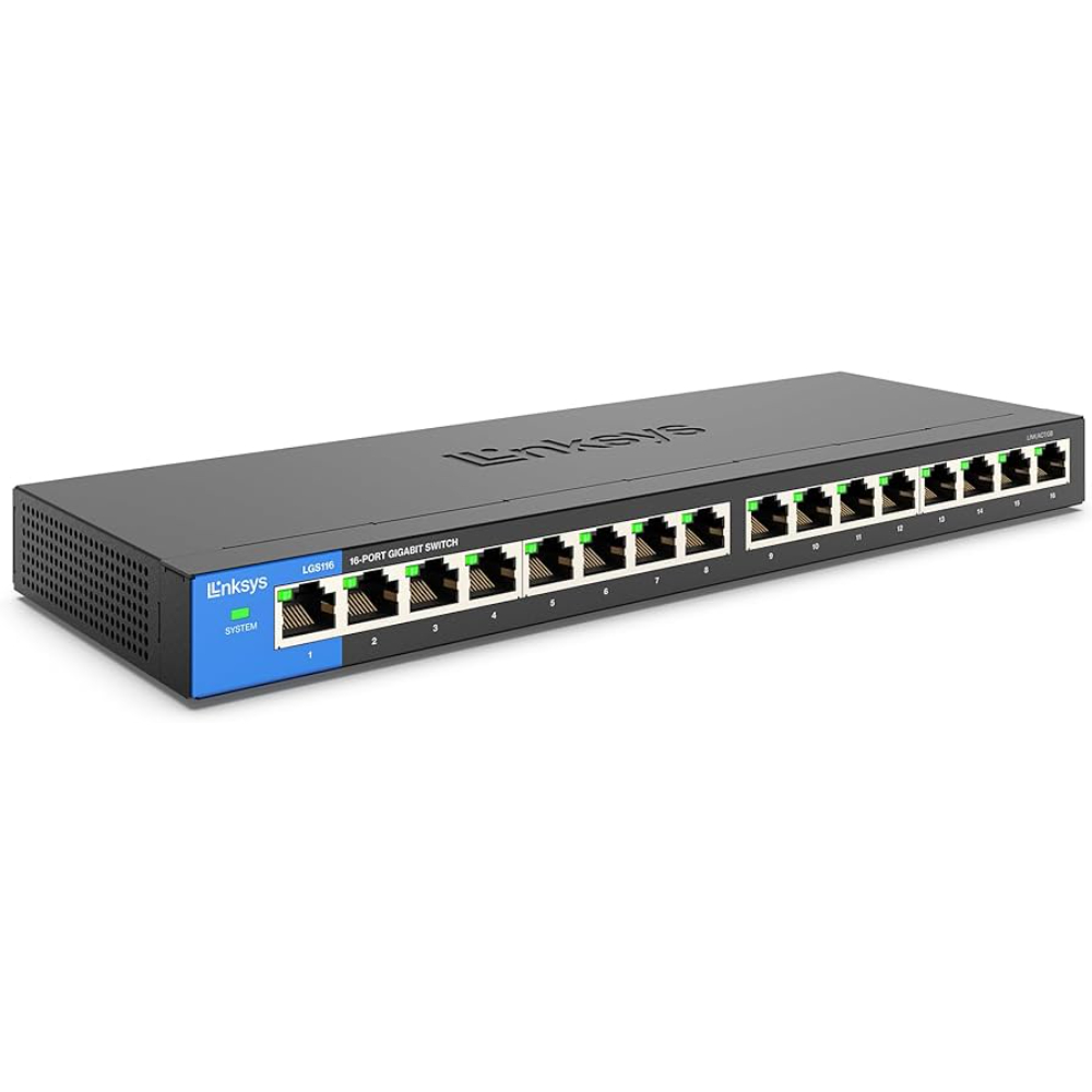 1436-1.jpg LINKSYS SWITCH LGS116-UK 16 PORT GIGABIT UNMANAGED - Image 1