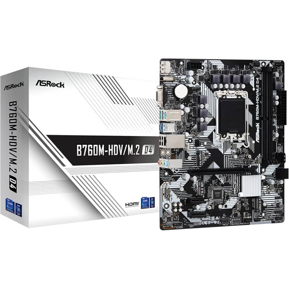 ASROCK-B760M.jpg ASROCK MOTHERBOARD B760M-HDV/M.2 DDR5 WHITE - Image 1