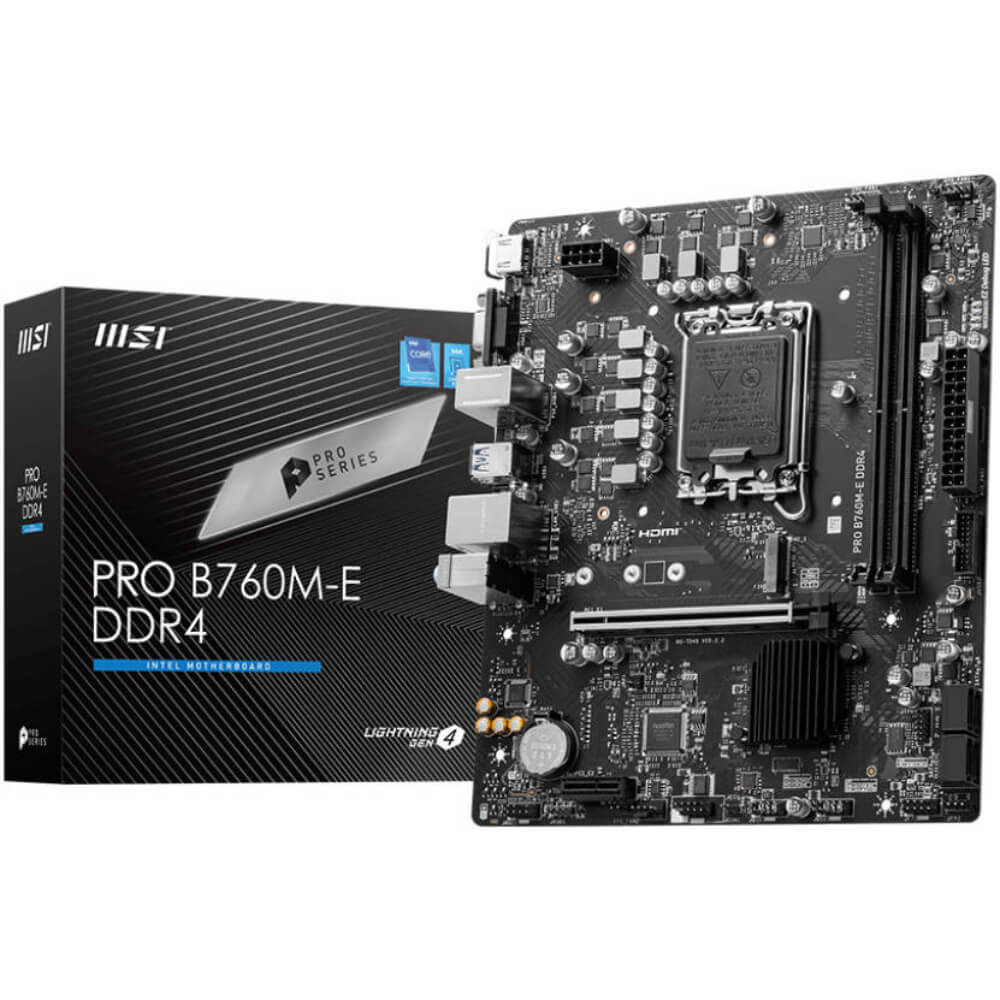 B760M-E.jpg MSI MOTHERBOARD PRO B760M-E DDR4 LGA 1700 - Image 1
