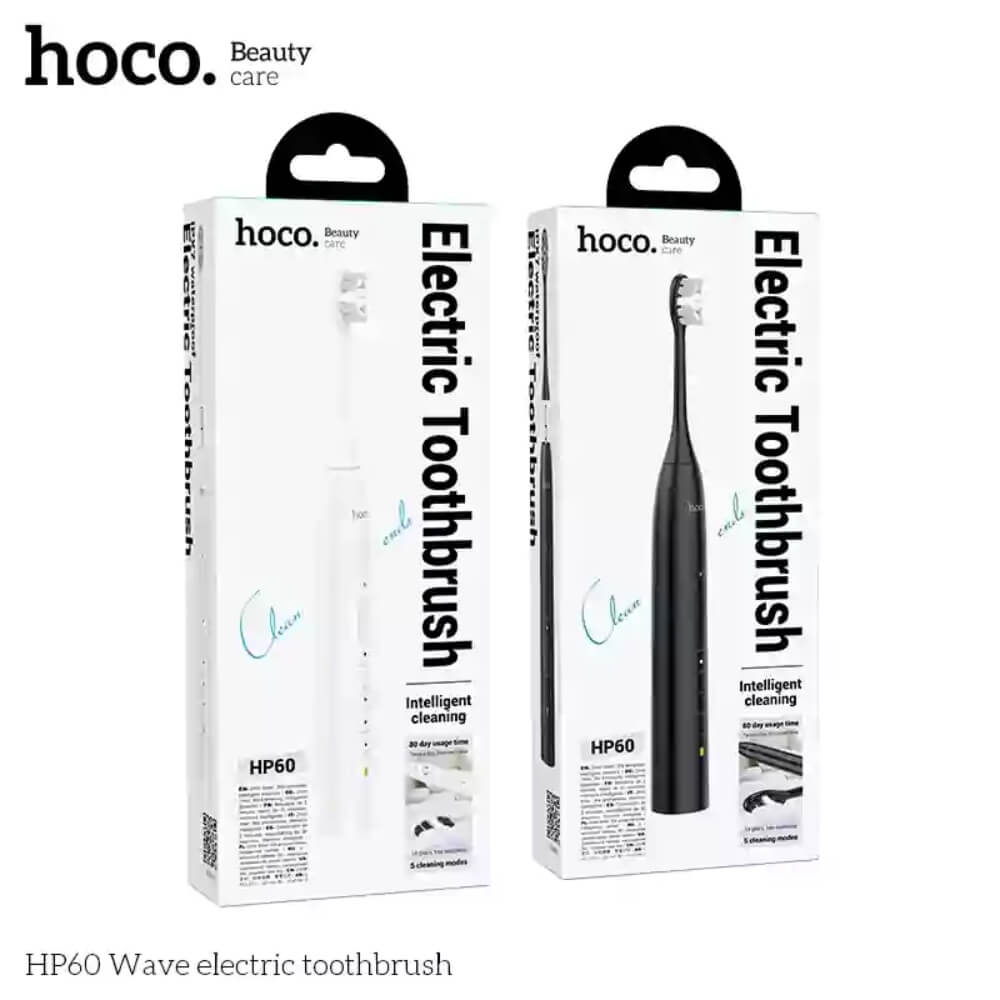 HOCO-HP60-1.jpg HOCO ELECTRIC TOOTHBRUSH HP60 BLACK / WHITE - Image 1